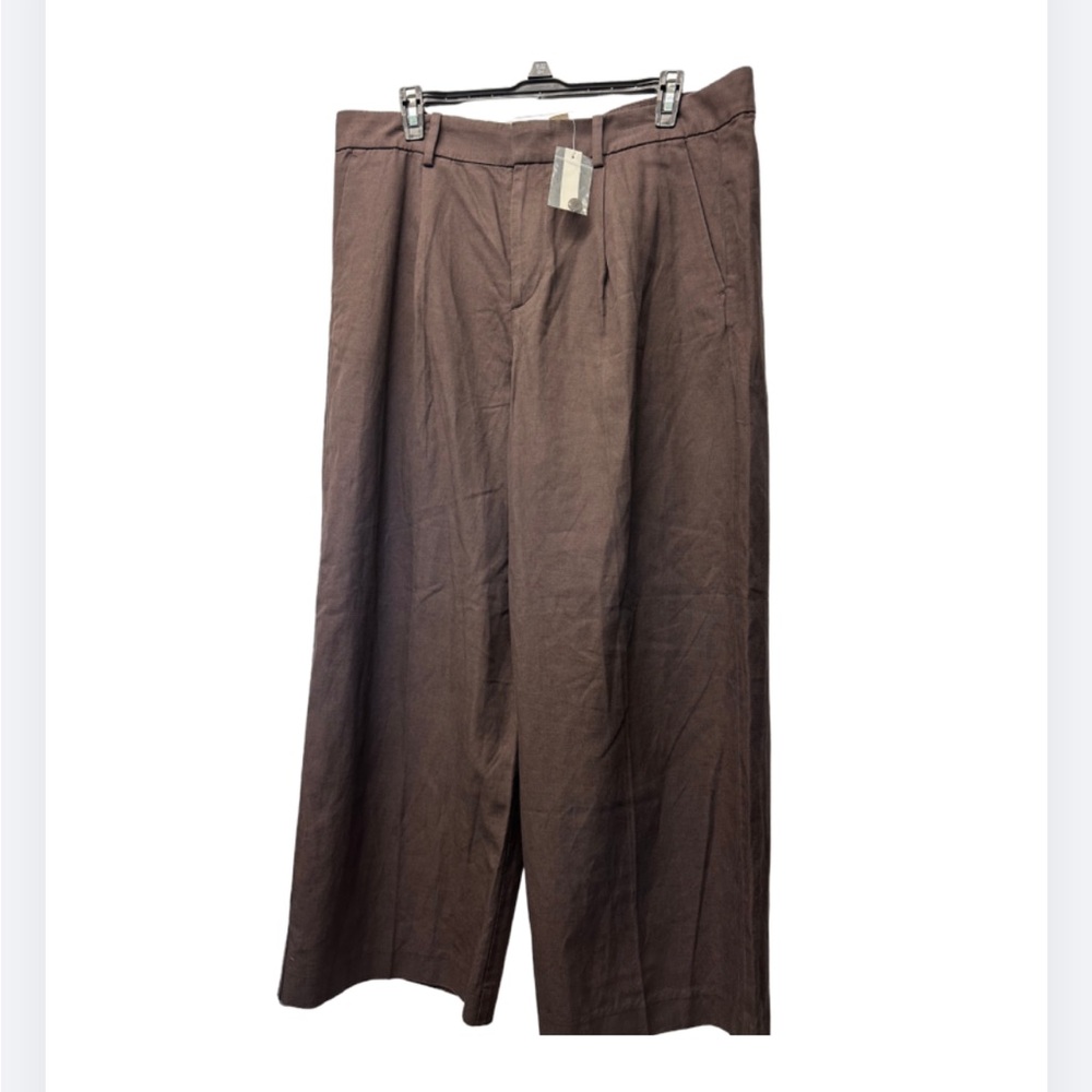 NWT Madewell Brown Petite Slouchy Straight Pants in Drapey Twill
